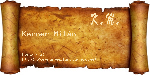 Kerner Milán névjegykártya
